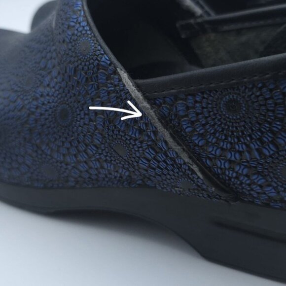 Dansko ITALY MADE Professional Navy Medallion Clogs Mules LEATHER Size 40 Womens - Picture 10 of 14